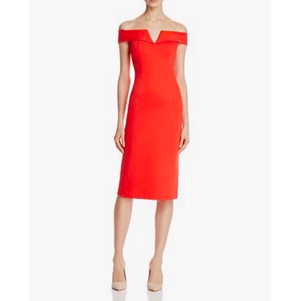 Alice + Olivia Sienna off the Shoulder Midi Dress 0